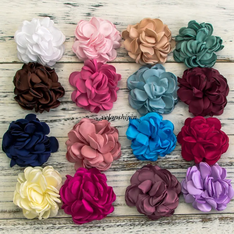 Artificial Fabric Flower Hair Clips Headband 8cm 20 Colours DIY 10-Pack