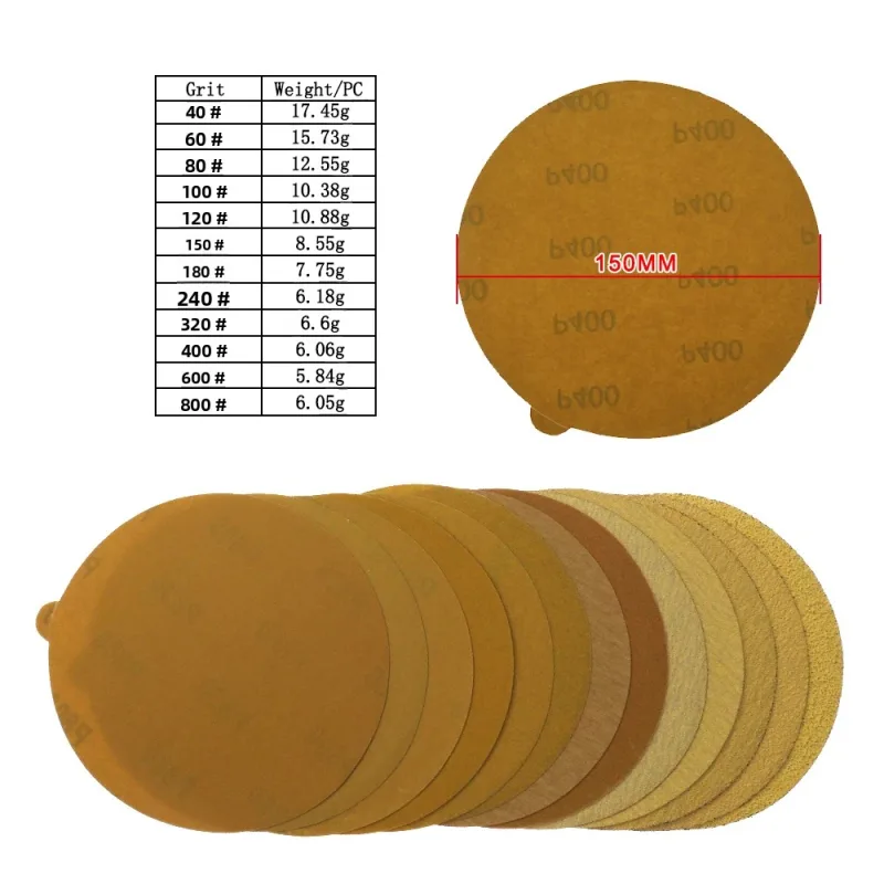 6 Inch 150mm Sandpaper PSA Self Adhesive Sticky Back Sanding Discs 10/20 Pcs for DA Sanders Finishing  for Auto and Woodworking - image 2