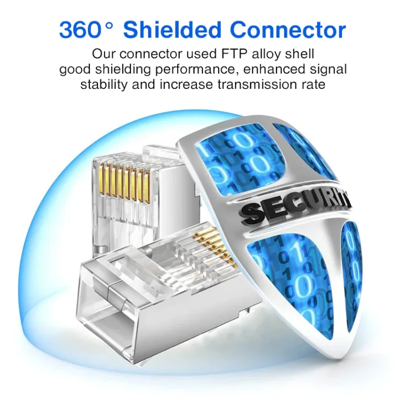 AMPCOM CAT6 Shielded RJ45 Modular Plug connector 50μ Gold Plated 8P8C RJ45 Connectors Modular Plug Crimp End Ethernet Cable - image 5