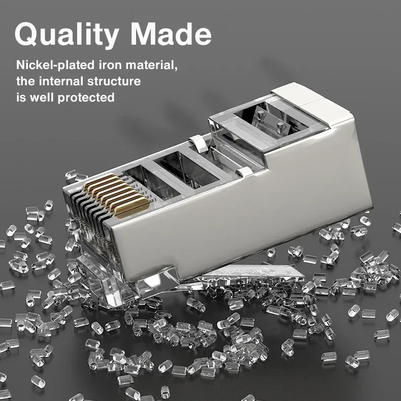 AMPCOM CAT6 Shielded RJ45 Modular Plug connector 50μ Gold Plated 8P8C RJ45 Connectors Modular Plug Crimp End Ethernet Cable - image 6