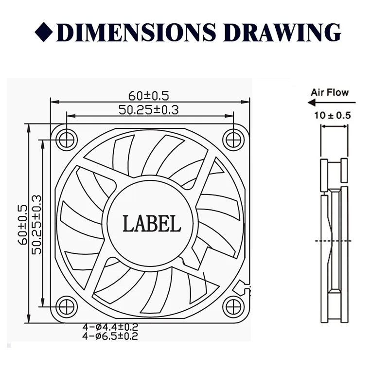 2 Pieces YOUNUON DC 5V/12V/24V Sleeve&Dual Ball Bearing 60mm 6cm 60x60x10mm Cooling Fan 6010 Brushless Cooling Cooler Fan detail 3
