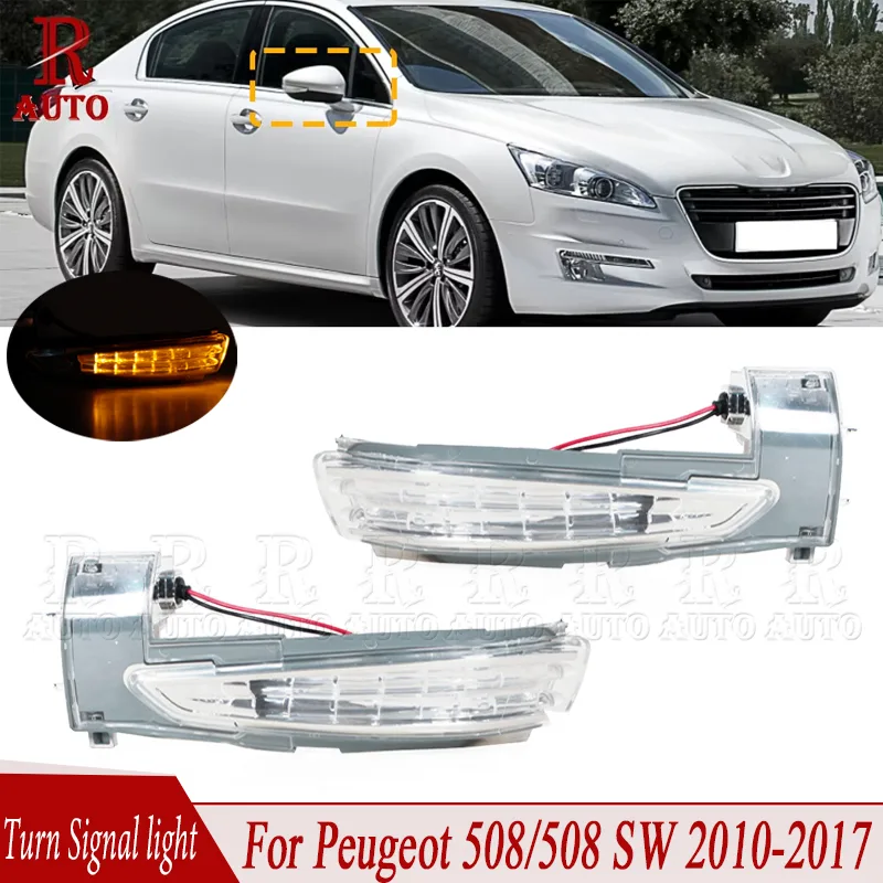 R-Auto LED Rearview Mirror Turn Signal Light Side Lamp Car Styling For Peugeot 508/508 SW 2010 2011-2015 2016 2017 6325J5 6325J4 - image 1