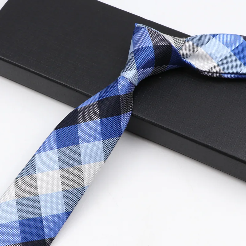 Fashion 6cm Narrow Polyester Necktie For Men Business Meeting Formal Jacquard Striped Plaid Skinny Tie Daily Wear Cravat