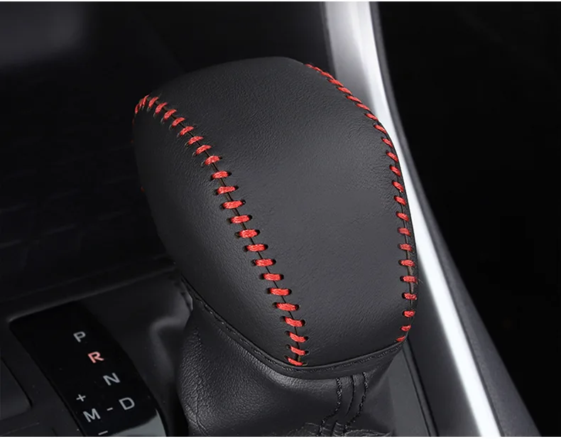Leather Car Gear Shift Collars Shift Knob Head Cover For Toyota RAV4 2019 2020 2021 2022 2023 2024 RAV4 XA50 Hybrid Accessories detail 1