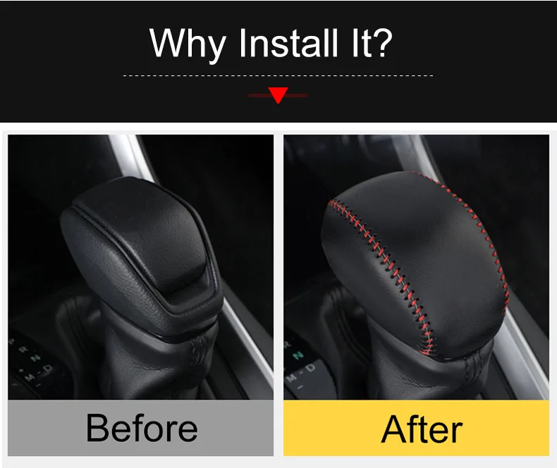 Leather Car Gear Shift Collars Shift Knob Head Cover For Toyota RAV4 2019 2020 2021 2022 2023 2024 RAV4 XA50 Hybrid Accessories detail 2