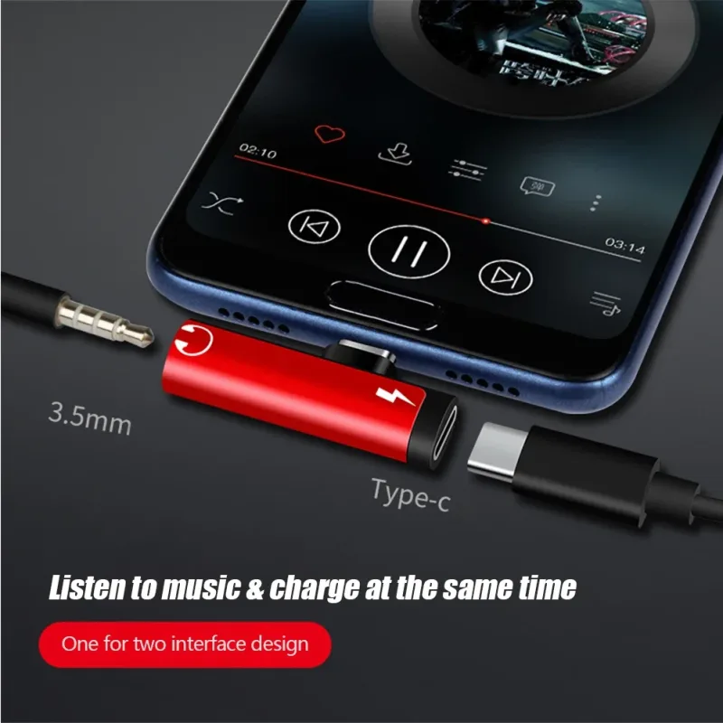 Only for Xiaomi Huawei Type C Dual-port Audio Adapter To 3.5Mm Jack Headphone 2-in-1 Adapter Audio Charger Dispenser Acc image 2