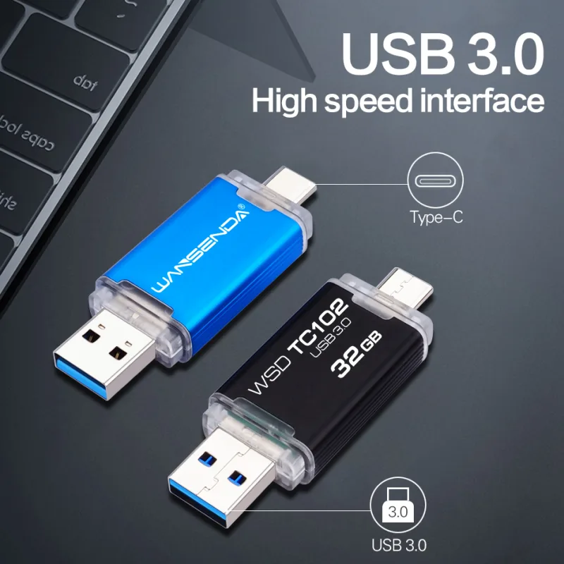 WANSENDA OTG Type-C USB 3.0 USB Flash drives 512GB 256GB 128GB 64GB 32GB 16GB Pen Drive for Android/PC/Mac Pendrive Memory Stick - image 2