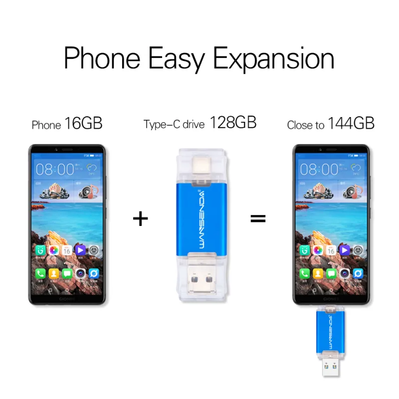 WANSENDA OTG Type-C USB 3.0 USB Flash drives 512GB 256GB 128GB 64GB 32GB 16GB Pen Drive for Android/PC/Mac Pendrive Memory Stick - image 4
