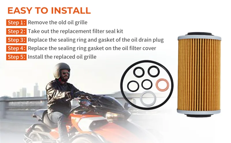 Oil Filter with Seal Kit for Can-Am Spyder SM6-SE6 1330 RT/F3 Models 2014 2015 2016 2017 2018 2019 2020 2021 detail 7