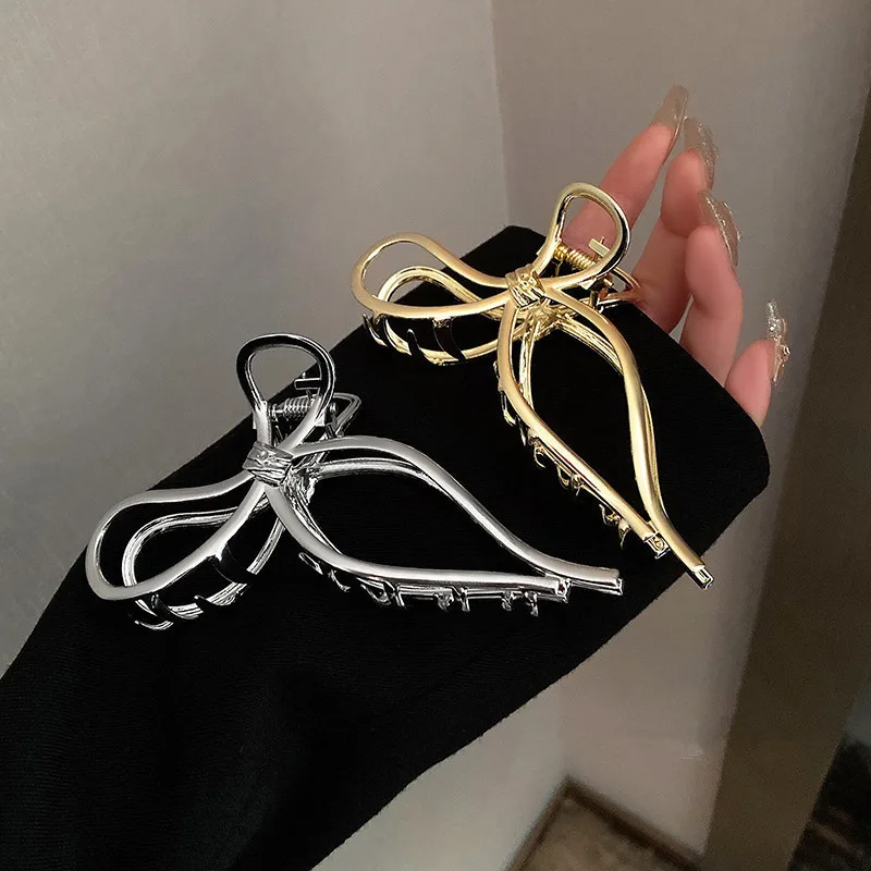 New Fashion Women Elegant Gold Color Hollow Geometric Metal Hair Claw Vintage Hair Clips Headband Hairpin Crab Hair Acce