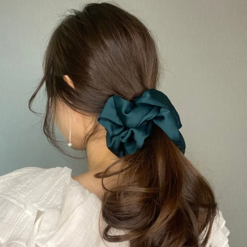 Fashion Oversized Silk Scrunchies for Women Korean Chiffon Elastic Hair Ties Ponytail Holder Headwear Chouchou Cheveux F