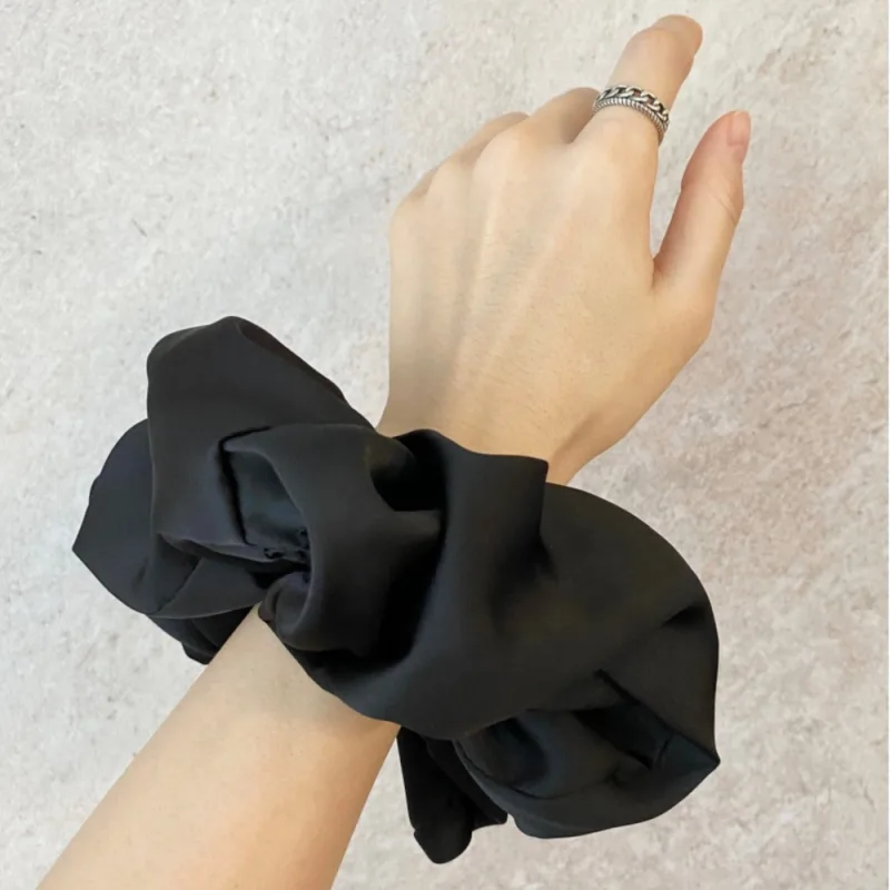 Fashion Oversized Silk Scrunchies for Women Korean Chiffon Elastic Hair Ties Ponytail Holder Headwear Chouchou Cheveux F