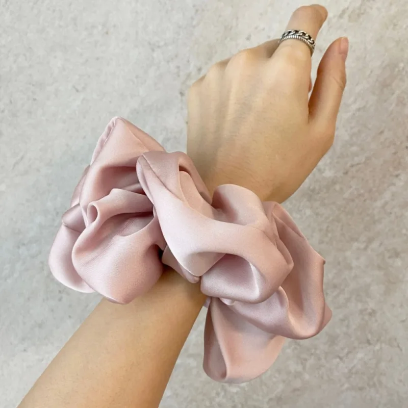 Fashion Oversized Silk Scrunchies for Women Korean Chiffon Elastic Hair Ties Ponytail Holder Headwear Chouchou Cheveux F