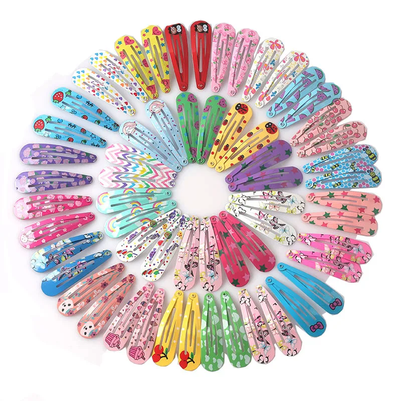 40Pcs/Lot Hair Accessories Girls Hairpin Print Cartoon Fruit Animal Flower Hair Clip Cute Powder Hairgrip New Children H