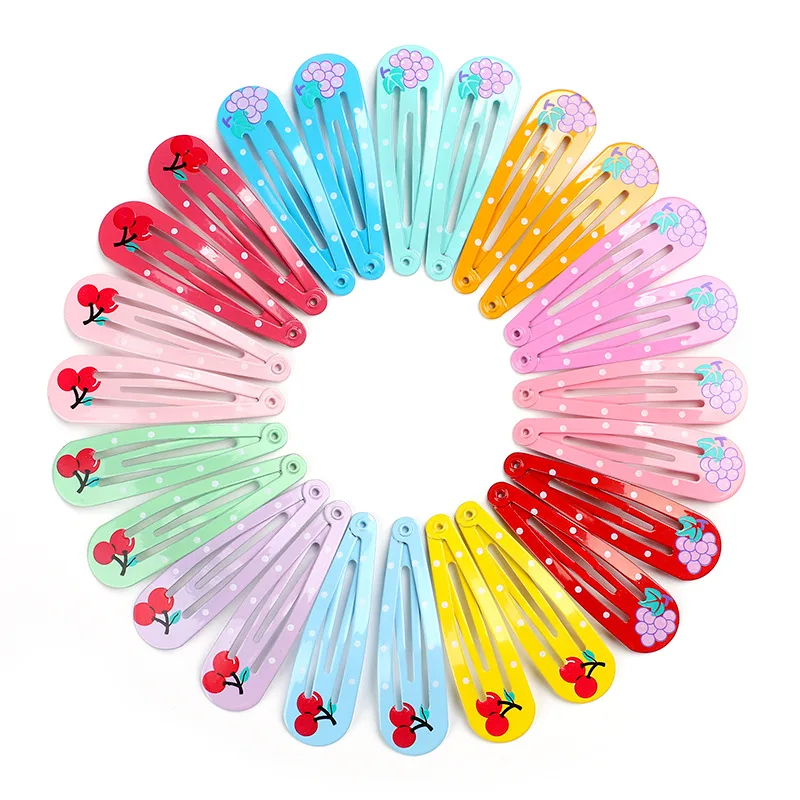 40Pcs/Lot Hair Accessories Girls Hairpin Print Cartoon Fruit Animal Flower Hair Clip Cute Powder Hairgrip New Children H