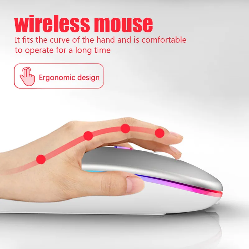 Rechargeable Bluetooth Wireless Mouse with 2.4GHz USB RGB 1600DPI Mouse for Computer Laptop Tablet PC Macbook Gaming Mou image 3