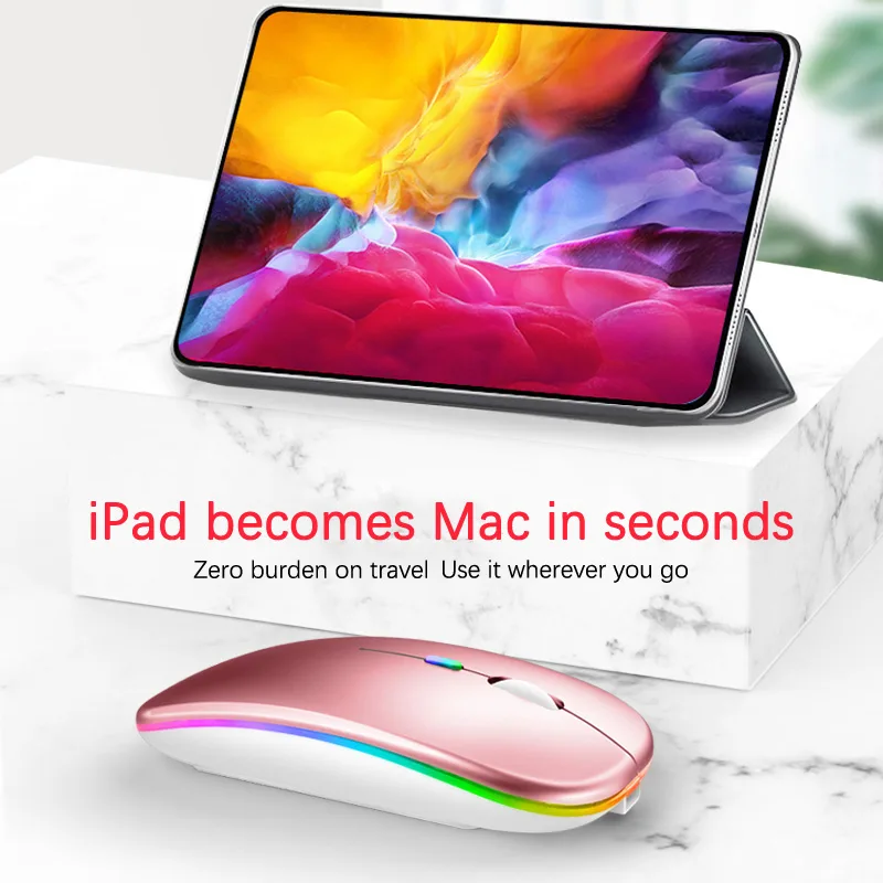Rechargeable Bluetooth Wireless Mouse with 2.4GHz USB RGB 1600DPI Mouse for Computer Laptop Tablet PC Macbook Gaming Mou image 4