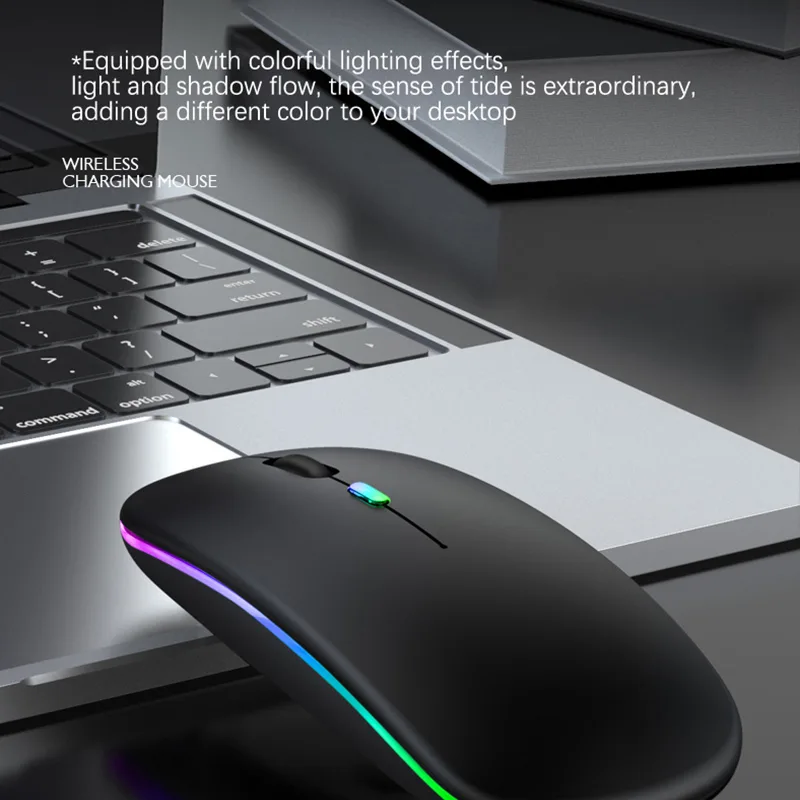 Rechargeable Bluetooth Wireless Mouse with 2.4GHz USB RGB 1600DPI Mouse for Computer Laptop Tablet PC Macbook Gaming Mou image 5