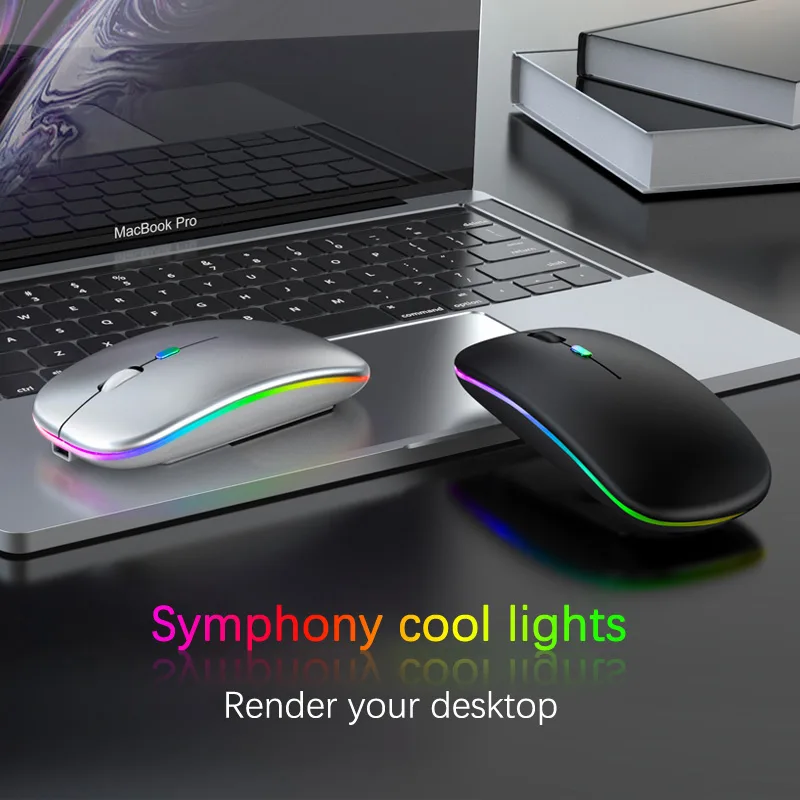 Rechargeable Bluetooth Wireless Mouse with 2.4GHz USB RGB 1600DPI Mouse for Computer Laptop Tablet PC Macbook Gaming Mou image 6