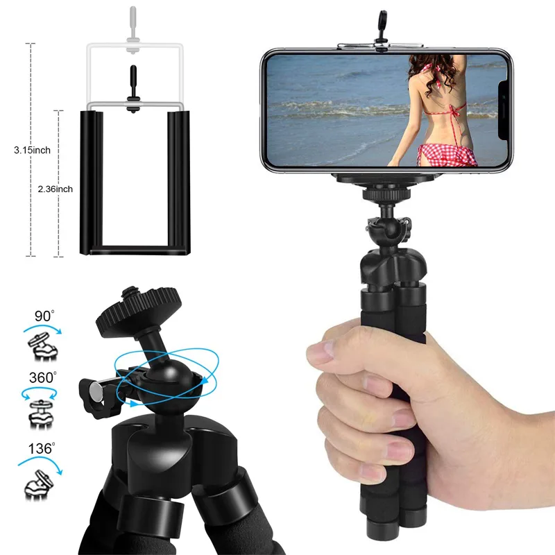Tripods for Gopro Hero 12 11 10 9 8 7 Black MAX Flexible Mini Octopus Tripod Accessories for Go Pro 6 5 4 3 YI Eken SJCA image 3