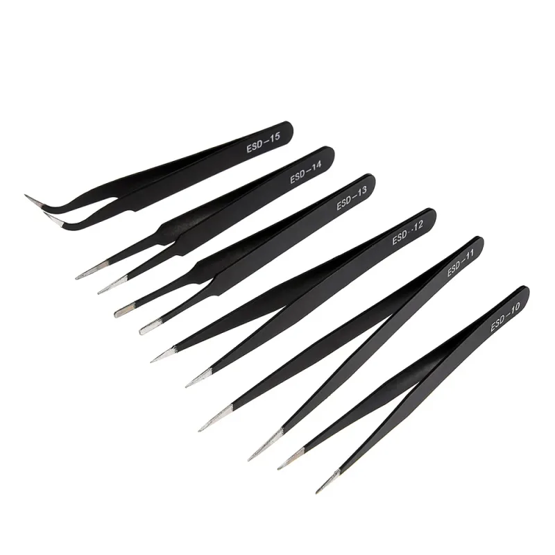 2/6pcs Precision Tweezers Set ESD Anti-Static Stainless Steel Tweezers Repair Tools for Electronics Repair Soldering Cra image 2