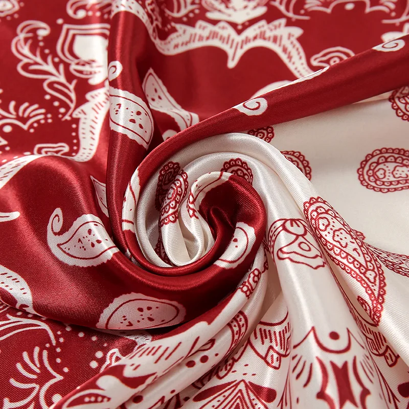 Satin Square Scarf Women Muslim Hijab Elegant 2025 Print Silk Neckerchief Shawl Wraps Headband Handle Hair Accessories B