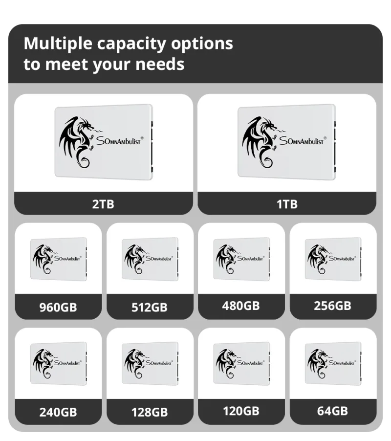 SomnAmbulist SSD 2.5 64GB 128GB 256GB 512GB 1TB for Laptop Desktop Solid State Drive Sata3 120GB 240GB 480GB 960GB 2T detail 8
