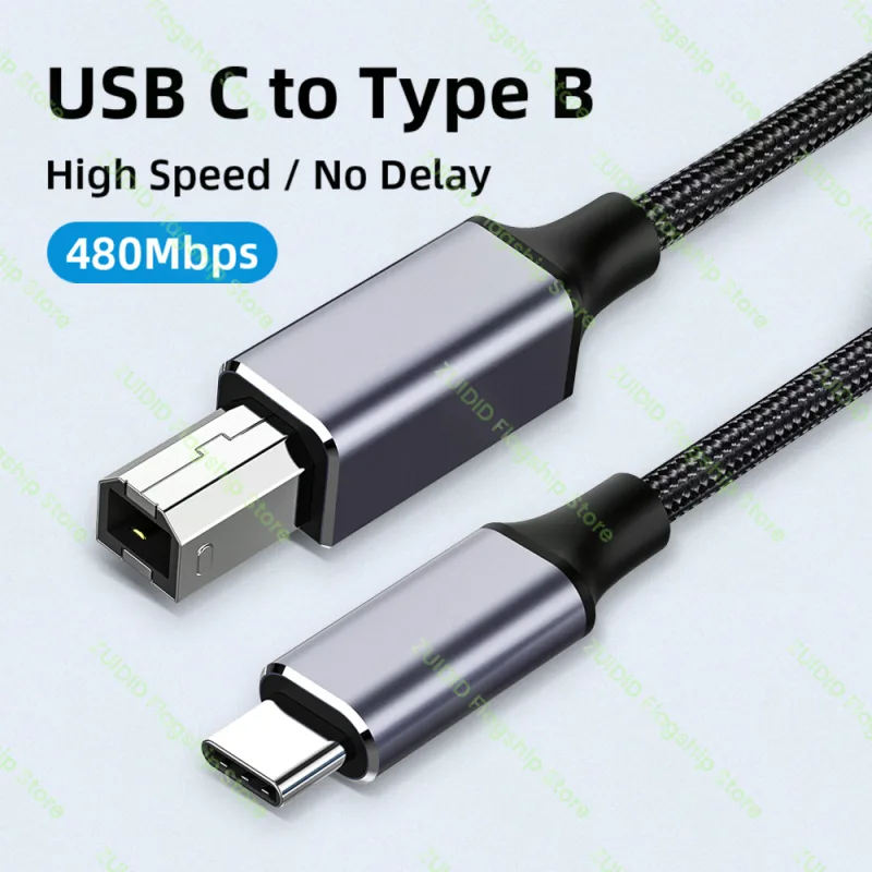 USB Type-C to USB Type B 2.0 Cable for New MacBook Pro HP Canon Brother Epson Dell Samsung Printer Type C Printer Scanne image 1