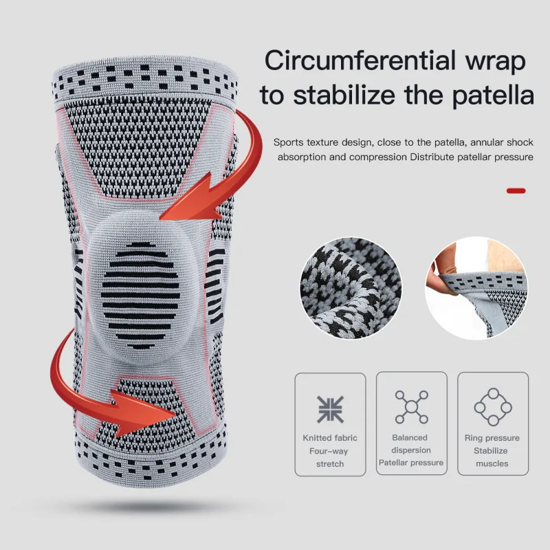 1Pcs Silicone Spring Full Knee Support Patella Medial Support Strong Meniscus Compression Protection For Men Women Runni image 2