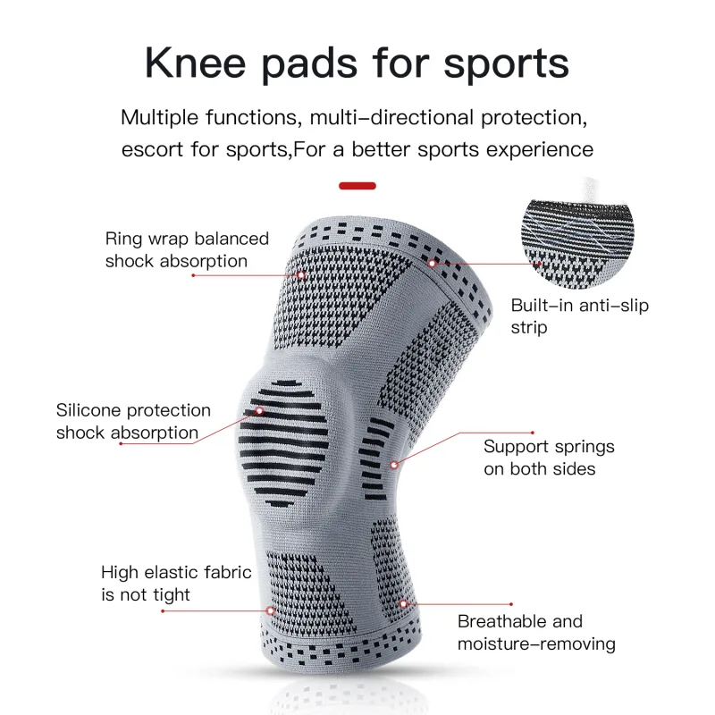 1Pcs Silicone Spring Full Knee Support Patella Medial Support Strong Meniscus Compression Protection For Men Women Runni image 3
