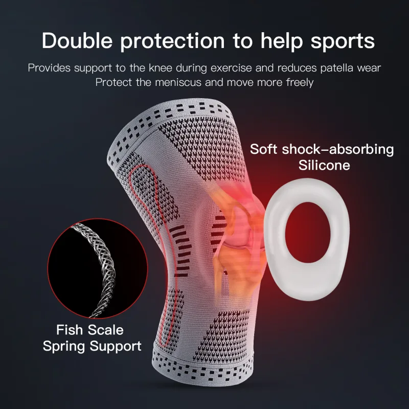1Pcs Silicone Spring Full Knee Support Patella Medial Support Strong Meniscus Compression Protection For Men Women Runni image 4