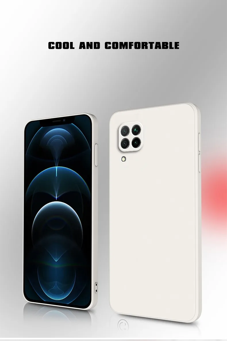 Original Square Liquid Silicone Case for Huawei Nova 6 SE 7i P40 Lite 4G Russia Soft Phone Back Cover Nova6SE Nova7i P40Lite Bag detail 2