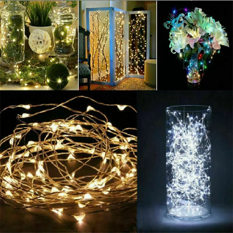 1Pack Fairy Light String Led Copper Wire String Light 1/2/3/5/10M Battery Powered For Bedroom Garden Party Wedding Decor image 3