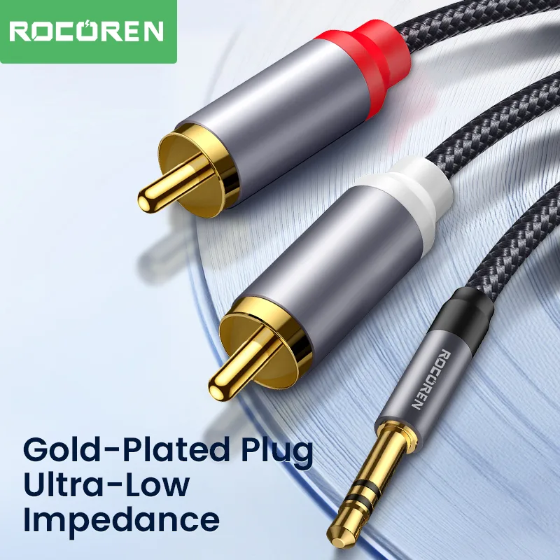 Rocoren RCA Cable 3.5mm to 2RCA Splitter 3.5 Jack to 2 RCA Male Audio Wire for Amplifiers HiFi Stereo Home Theater Speak image 3