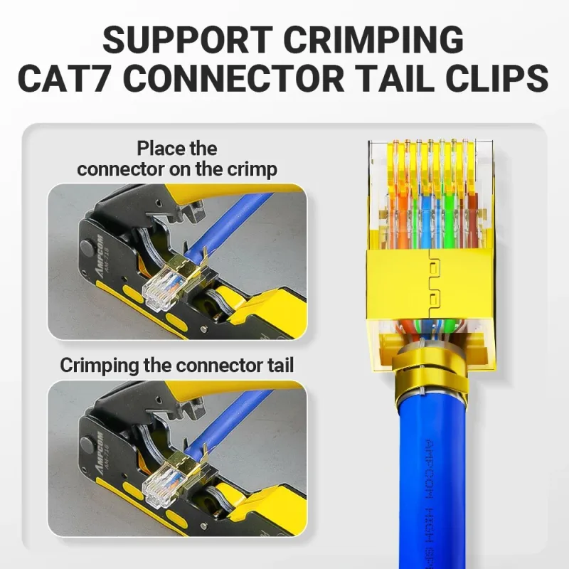 AMPCOM EZ-Type RJ45 Network Crimper - Crimp/Cut LAN CAT8/7/6A/6/5E (STP/UTP/With Tail Clip) & RJ11/12 TEL Modular Cable (AM-718) - image 3