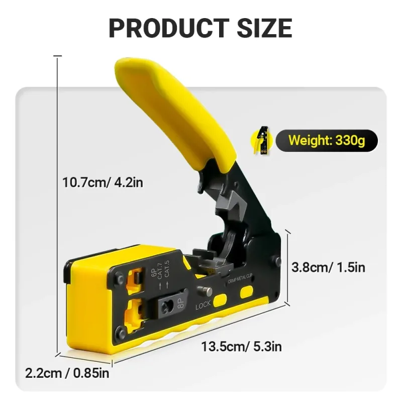 AMPCOM EZ-Type RJ45 Network Crimper - Crimp/Cut LAN CAT8/7/6A/6/5E (STP/UTP/With Tail Clip) & RJ11/12 TEL Modular Cable (AM-718) - image 5