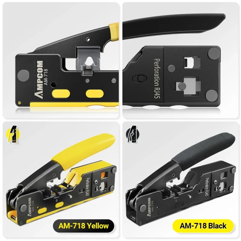 AMPCOM EZ-Type RJ45 Network Crimper - Crimp/Cut LAN CAT8/7/6A/6/5E (STP/UTP/With Tail Clip) & RJ11/12 TEL Modular Cable (AM-718) - image 6