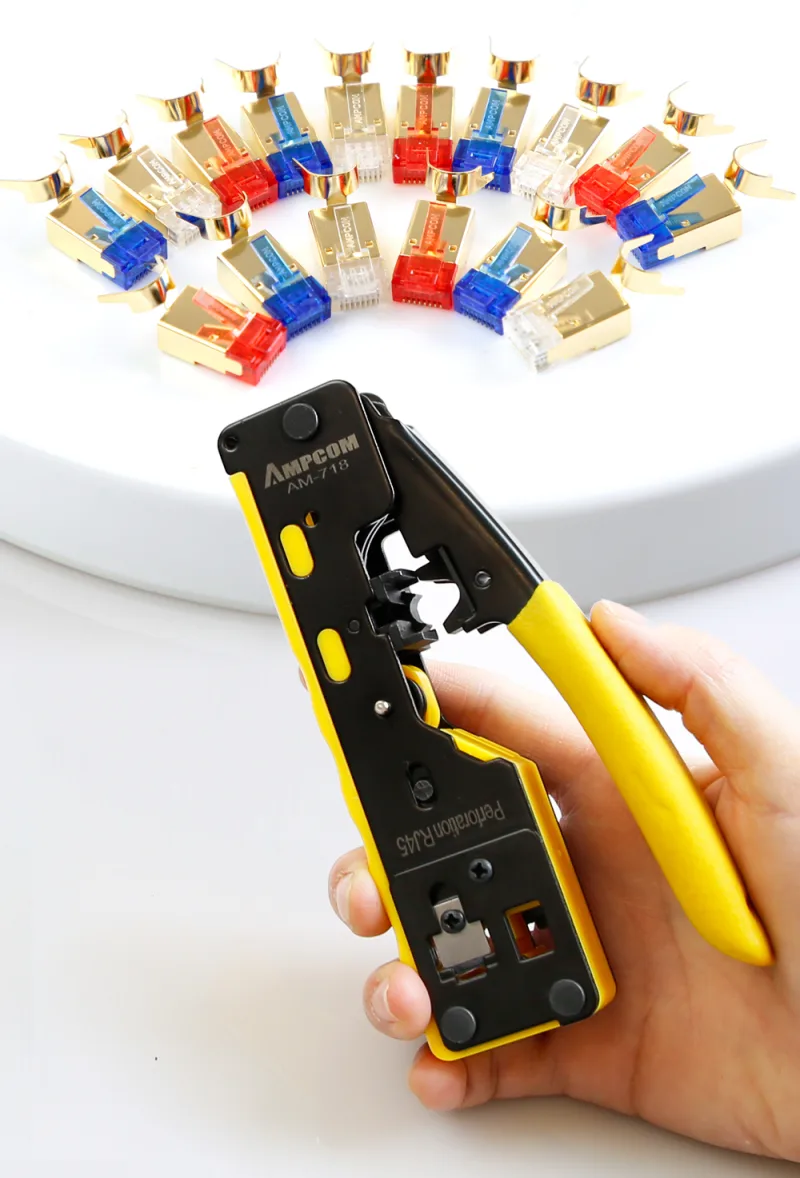 AMPCOM EZ-Type RJ45 Network Crimper - Crimp/Cut LAN CAT8/7/6A/6/5E (STP/UTP/With Tail Clip) & RJ11/12 TEL Modular Cable (AM-718) detail 6