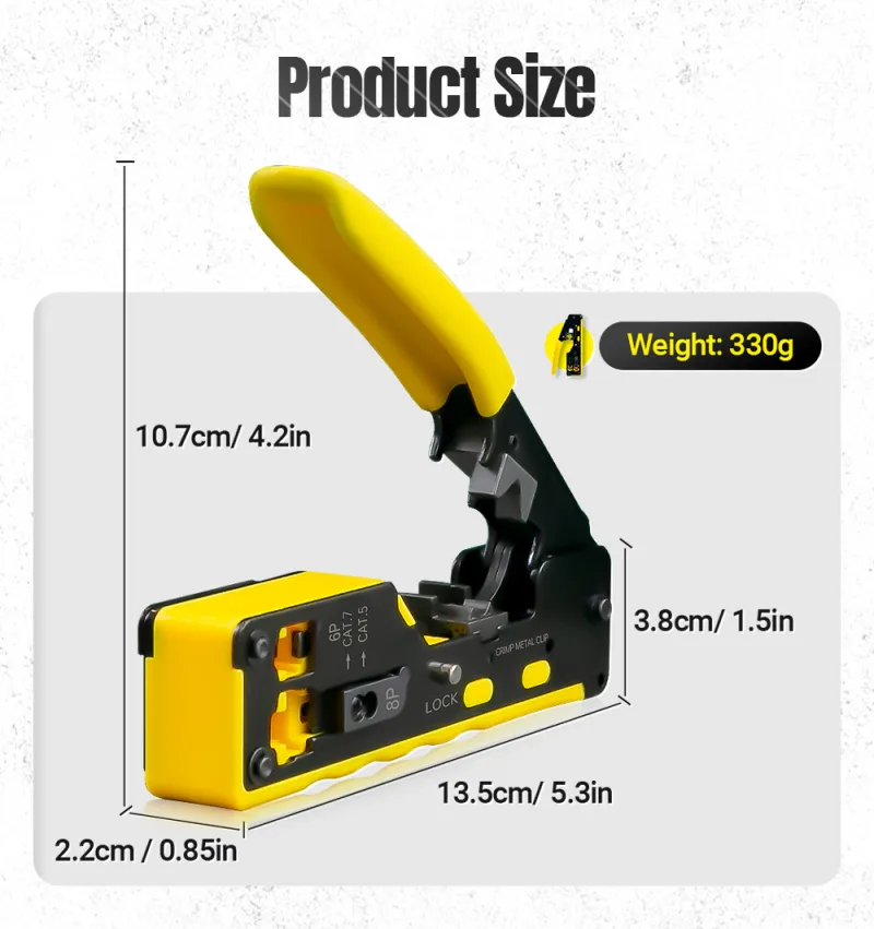 AMPCOM EZ-Type RJ45 Network Crimper - Crimp/Cut LAN CAT8/7/6A/6/5E (STP/UTP/With Tail Clip) & RJ11/12 TEL Modular Cable (AM-718) detail 7