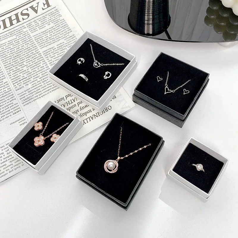Kraft Paper Jewelry Packaging Box Bracelet Necklace Ring Earrings Display Case Wedding Gifts Container Simple Storage Or image 4