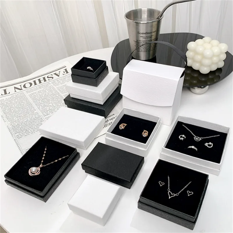 Kraft Paper Jewelry Packaging Box Bracelet Necklace Ring Earrings Display Case Wedding Gifts Container Simple Storage Or image 5