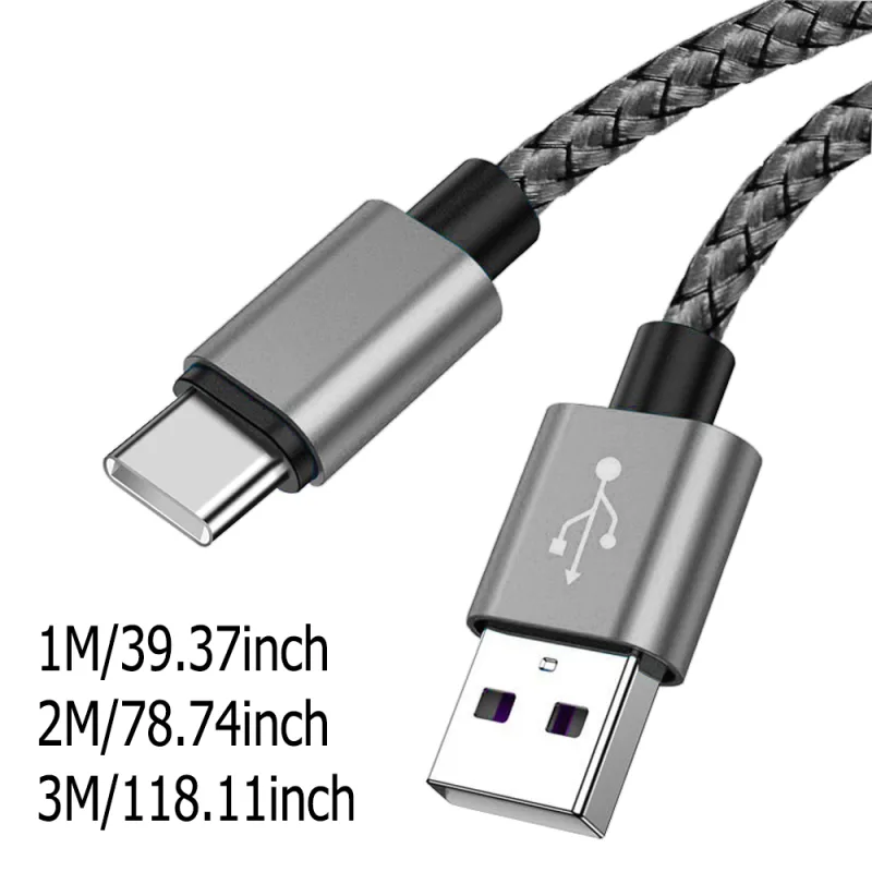 USB A to Type C Charging Cable 2A Fast Charger Nylon Data Cable 1M 2M 3M For Android Huawei Samsung TypeC Phone Charging image 2