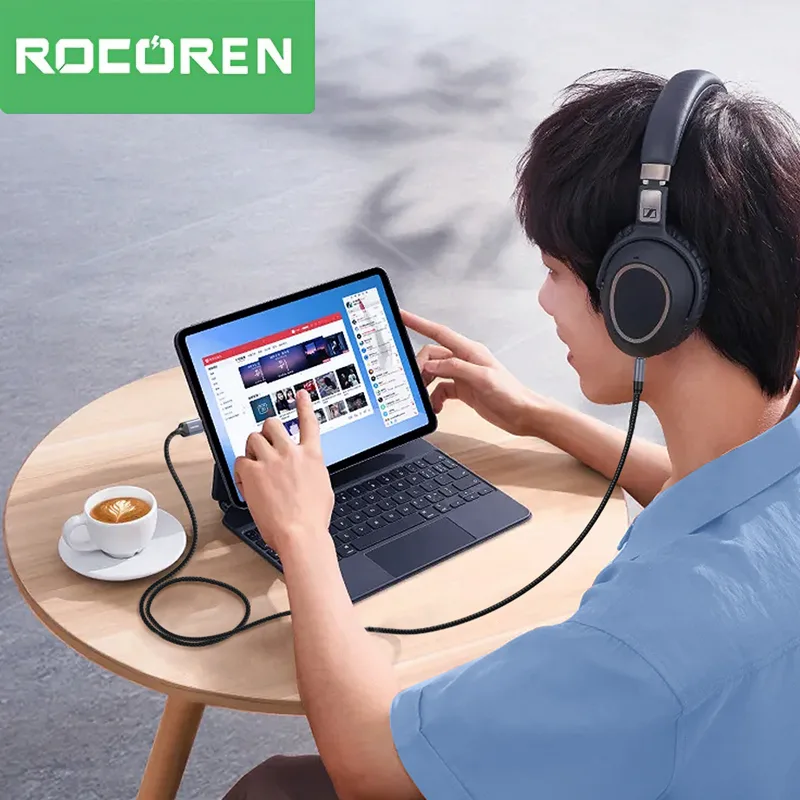 Rocoren USB Type C To 3.5mm Jack Aux Audio Cable Adapter Male To Male Headphone Plug Converter Wire For iPhone 15 Pro Ma image 3