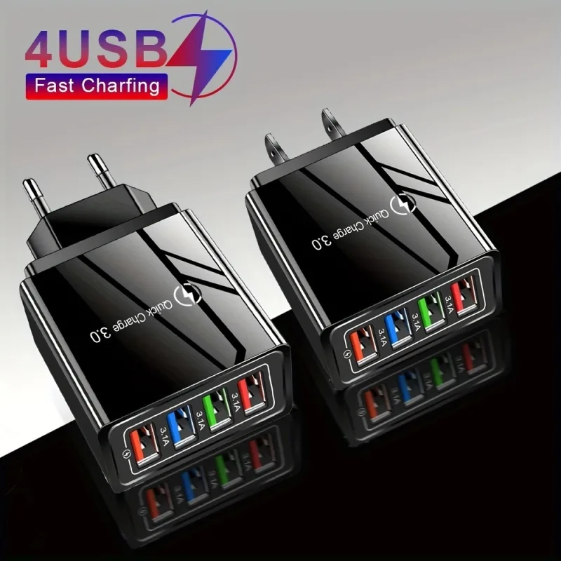 EU US Plug 3A USB Charger Multi Port 4 USB Quick Charge 3.0 For Phone Adapter Tablet Portable Wall Charger Fast Charger  image 1