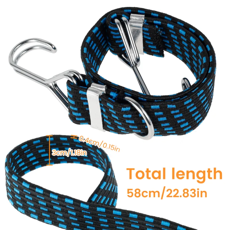 4Pcs Car Elastics Bungees Cords Luggage Rope Cord Hooks Bikes Wide Flat Rope Tie Luggage Roof Rack Strap Fixed Band Dropshipping - image 1