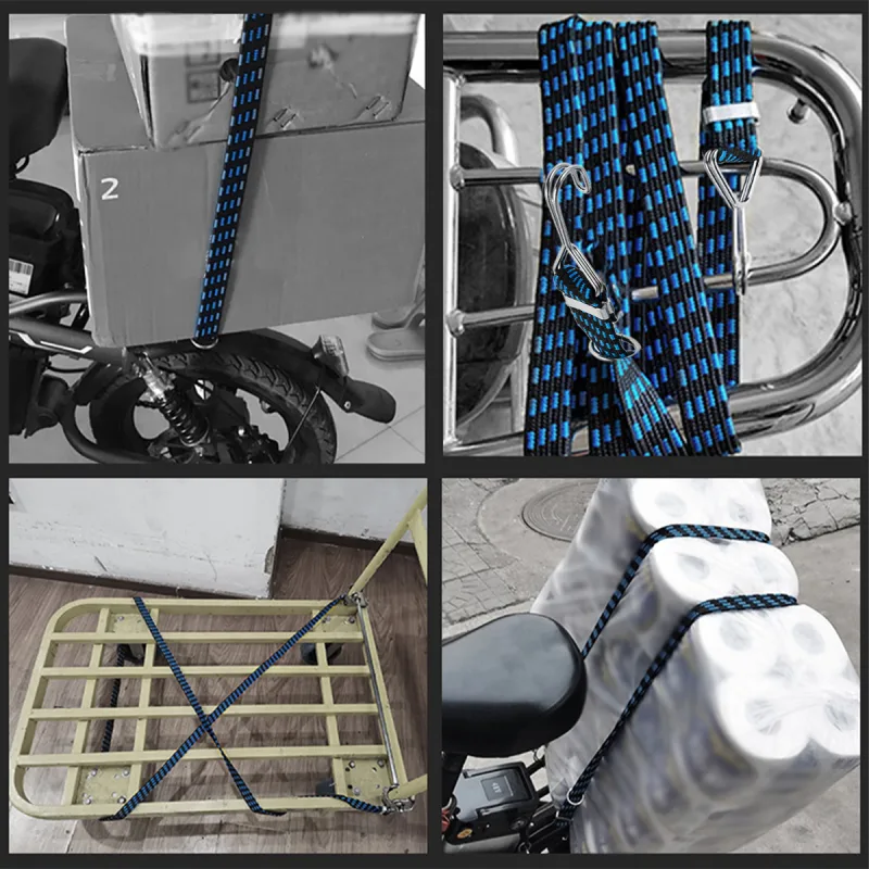 4Pcs Car Elastics Bungees Cords Luggage Rope Cord Hooks Bikes Wide Flat Rope Tie Luggage Roof Rack Strap Fixed Band Dropshipping - image 4