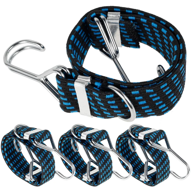 4Pcs Car Elastics Bungees Cords Luggage Rope Cord Hooks Bikes Wide Flat Rope Tie Luggage Roof Rack Strap Fixed Band Dropshipping detail 1