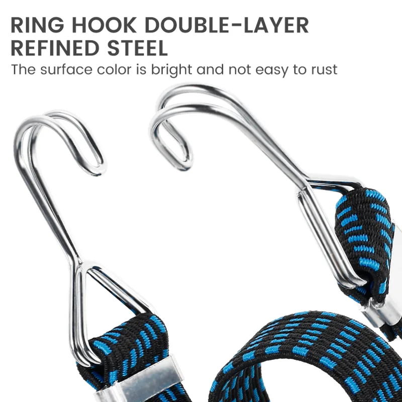 4Pcs Car Elastics Bungees Cords Luggage Rope Cord Hooks Bikes Wide Flat Rope Tie Luggage Roof Rack Strap Fixed Band Dropshipping detail 5