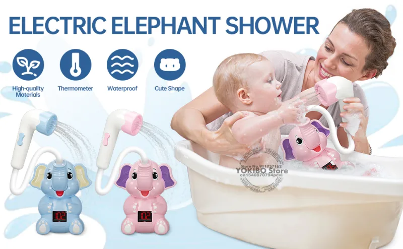 Baby Bath Toys Bath Shower with Shower Thermometer Electric Elephant Water Spray Water Toys for Kids Tathtub Toys for Toddlers detail 1