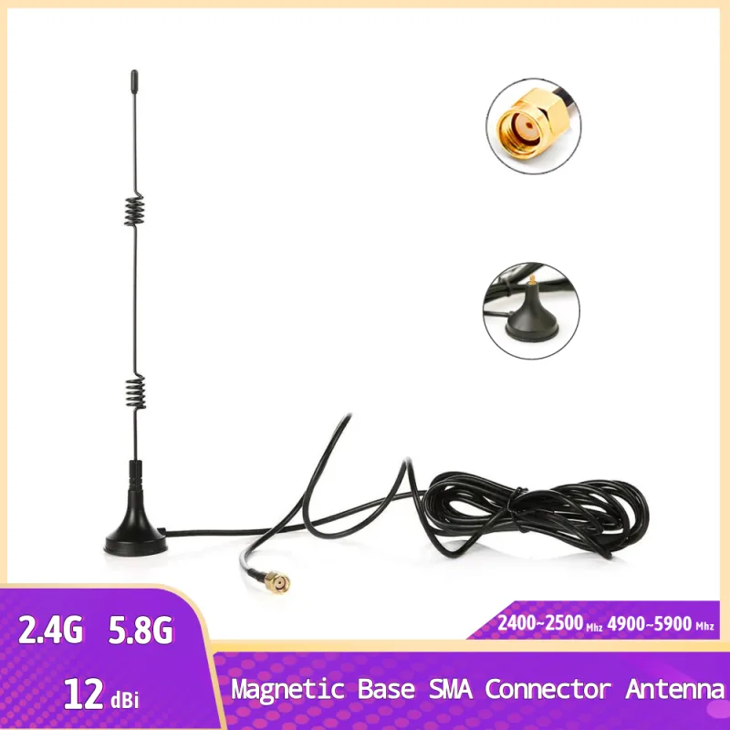 2.4G/5G Magnetic Base 12dBi Indoor External Antenna with RP-SMA Connector for  Wifi Router Modem Antenna GR174 3 Meter C image 1